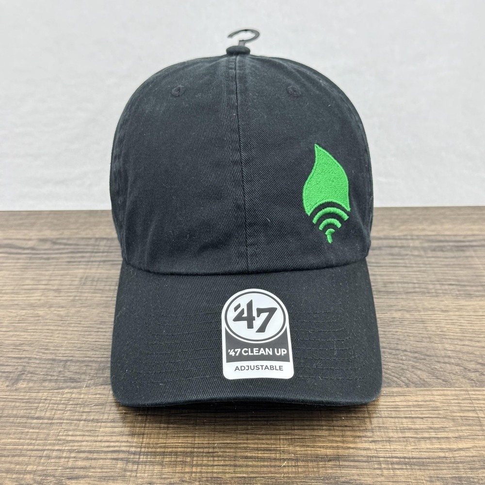 SN‎ Hat Cap Strap Back Mens One Size Black Green Logo Dad Baseball '47 Clean Up